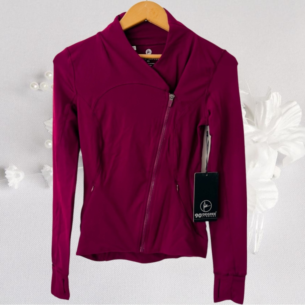 Full Zip Runner Jacket - 90 DEGREE by REFLEX “Prove Them Wrong” Dark Berry - XS